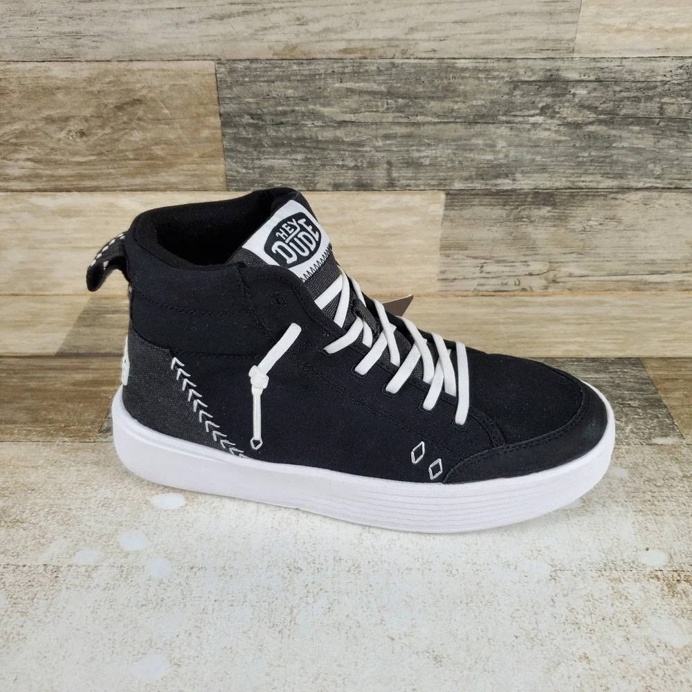 Hey Dude Cody Hi Canvas Womens Shoes Sz 7 Comfort Black Slip On High Top Sneaker